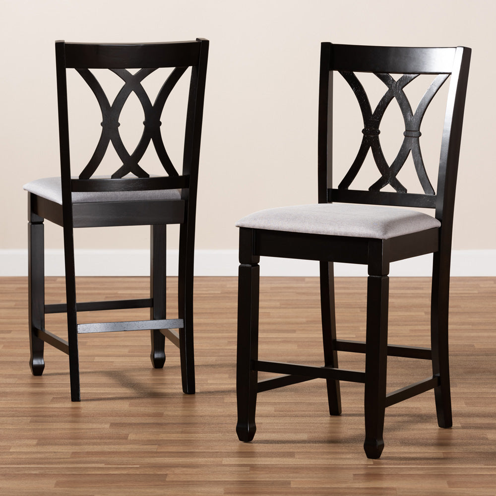 Baxton Studio - Reneau Set of 2 Counter Stools in Gray/Espresso - RH316P-Grey/Dark Brown-PC view 6