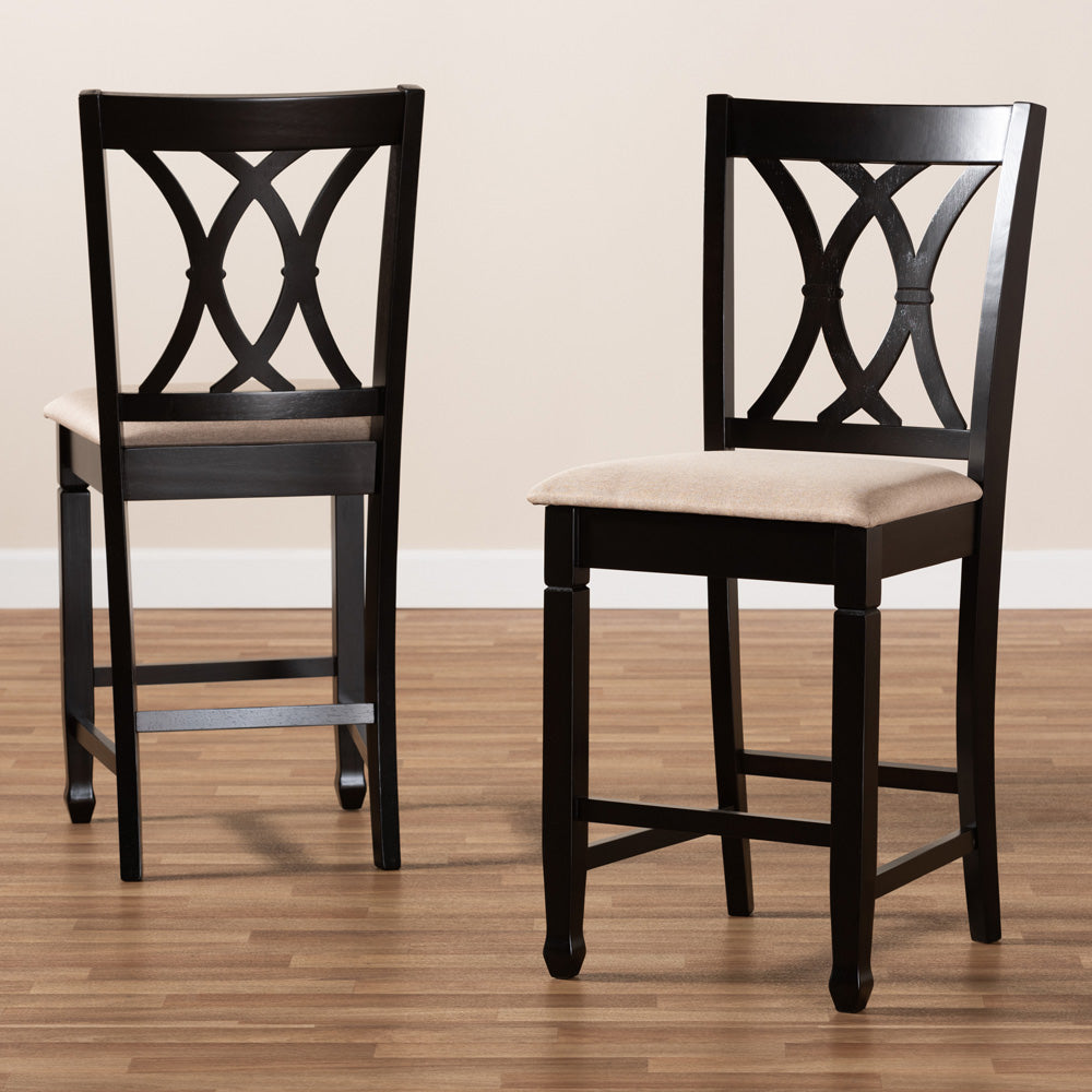 Baxton Studio - Reneau Set of 2 Counter Stools in Sand Brown/Espresso - RH316P-Sand/Dark Brown-PC view 6