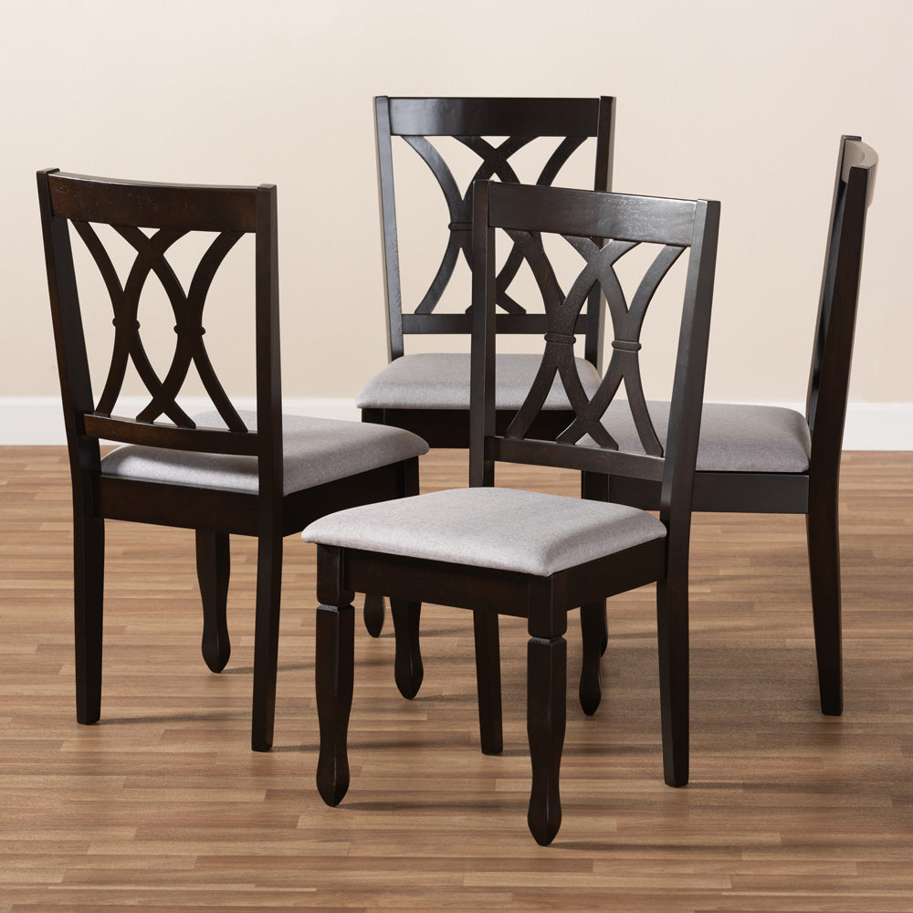 Baxton Studio - Reneau Set of 4 Dining Chairs in Gray/Espresso - RH316C-Grey/Dark Brown-DC-4PK view 6