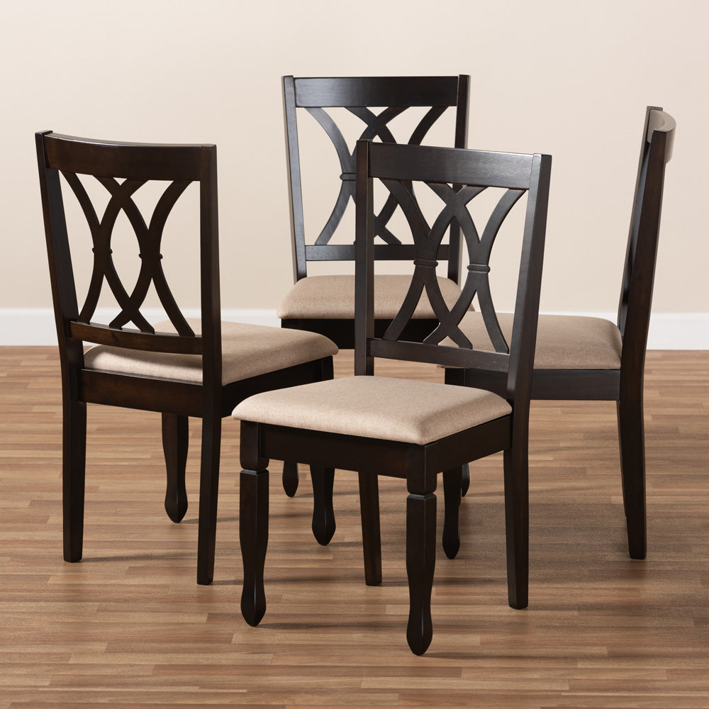 Baxton Studio - Reneau Set of 4 Dining Chairs in Sand Brown/Espresso - RH316C-Sand/Dark Brown-DC-4PK view 6