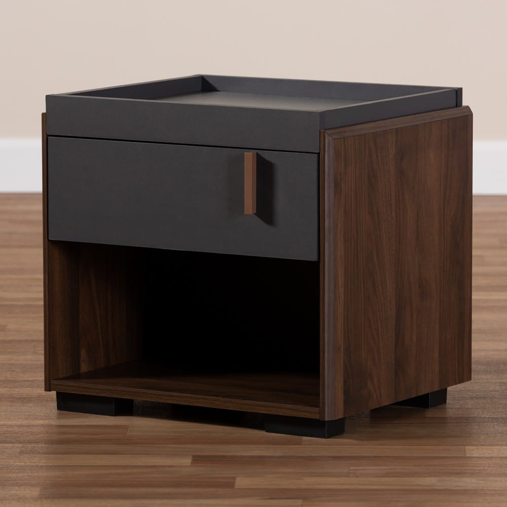 Baxton Studio - Rikke Nightstand in Gray/Walnut - BR3NT304-Columbia/Dark Grey-NS view 7