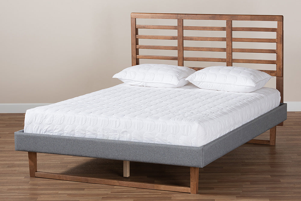 Baxton Studio - Rina Full Size Bed - Rina-Dark Grey/Ash Walnut-Full view 7