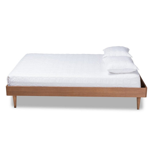 Baxton Studio - Rina Queen Size Bed Frame in Ash walnut - MG97151-Ash Walnut-Queen-Frame view 2