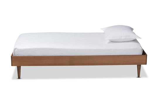 Baxton Studio - Rina Twin Size Bed Frame in Ash Walnut - MG97151-Ash Walnut-Frame-Twin view 2