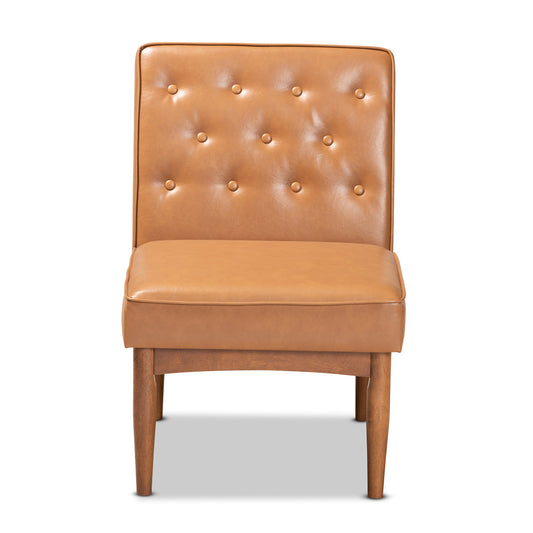 Baxton Studio - Riordan Dining Chair in Tan/Walnut Brown - BBT8051.13-Tan/Walnut-CC view 2