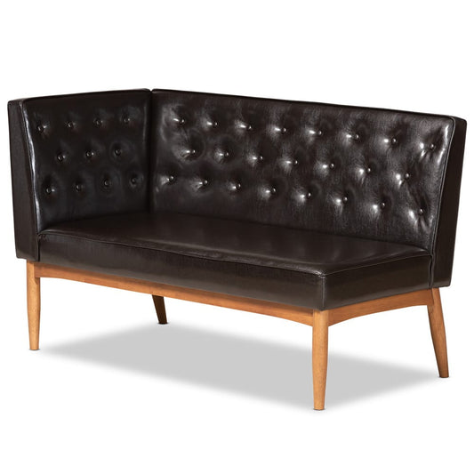 Baxton Studio - Riordan Dining Sofa Bench in Dark Brown/Walnut Brown - BBT8051.13-Dark Brown/Walnut-2PC SF Bench view 2