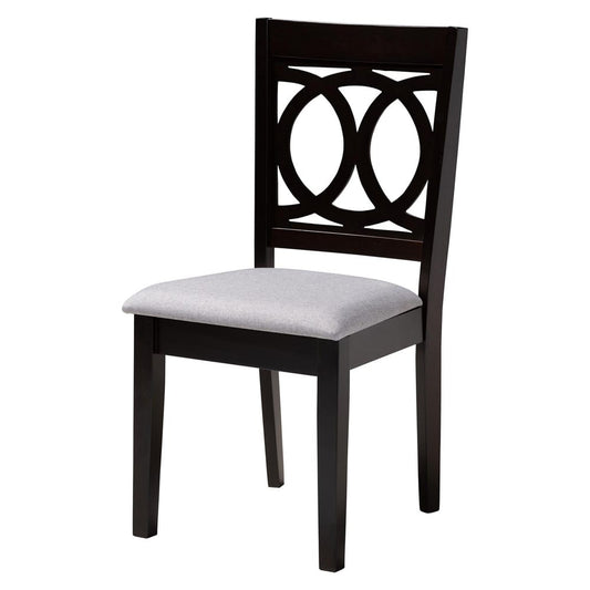 Baxton Studio - Rita Dining Set in Grey/Espresso Brown - Rita-Grey/Dark Brown-5PC Dining Set view 2
