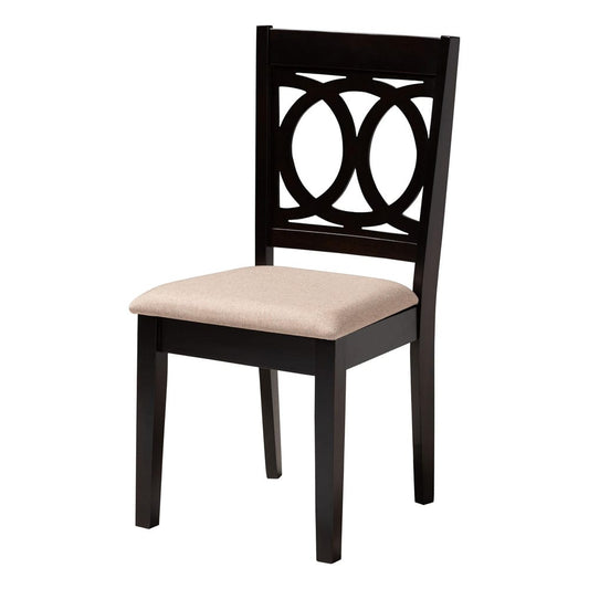 Baxton Studio - Rita Dining Set in Sand/Espresso Brown - Rita-Sand/Dark Brown-5PC Dining Set view 2