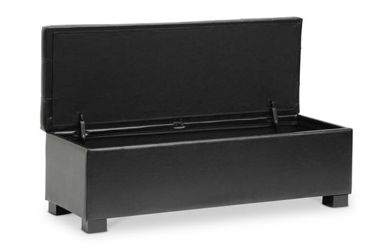 Baxton Studio - RoaNoke Ottoman in Black - BBT3101-Black-OTTO view 2