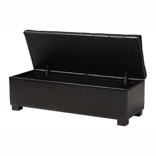Baxton Studio - RoaNoke Ottoman in Dark Brown - BBT3101-Dark Brown-OTTO view 2