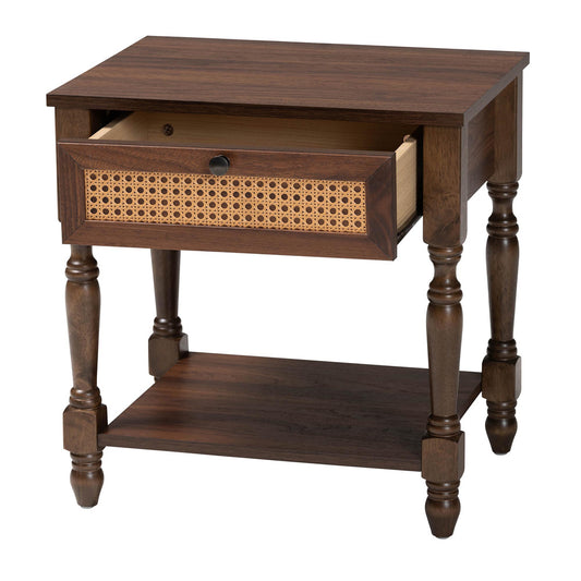 Baxton Studio - Roden Nightstand in Dark Brown - Roden-Brown-Nightstand view 2