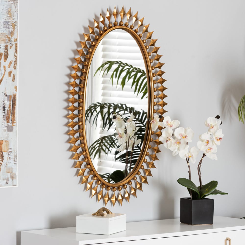 Baxton Studio - Rogier Mirror in Antique goldleaf - RXW-10054 view 3