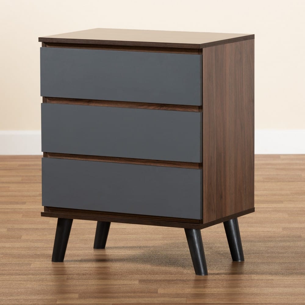 Baxton Studio - Roldan Chest in Grey/Walnut Brown/Black - CH8003-Walnut/Grey-3DW Chest view 7