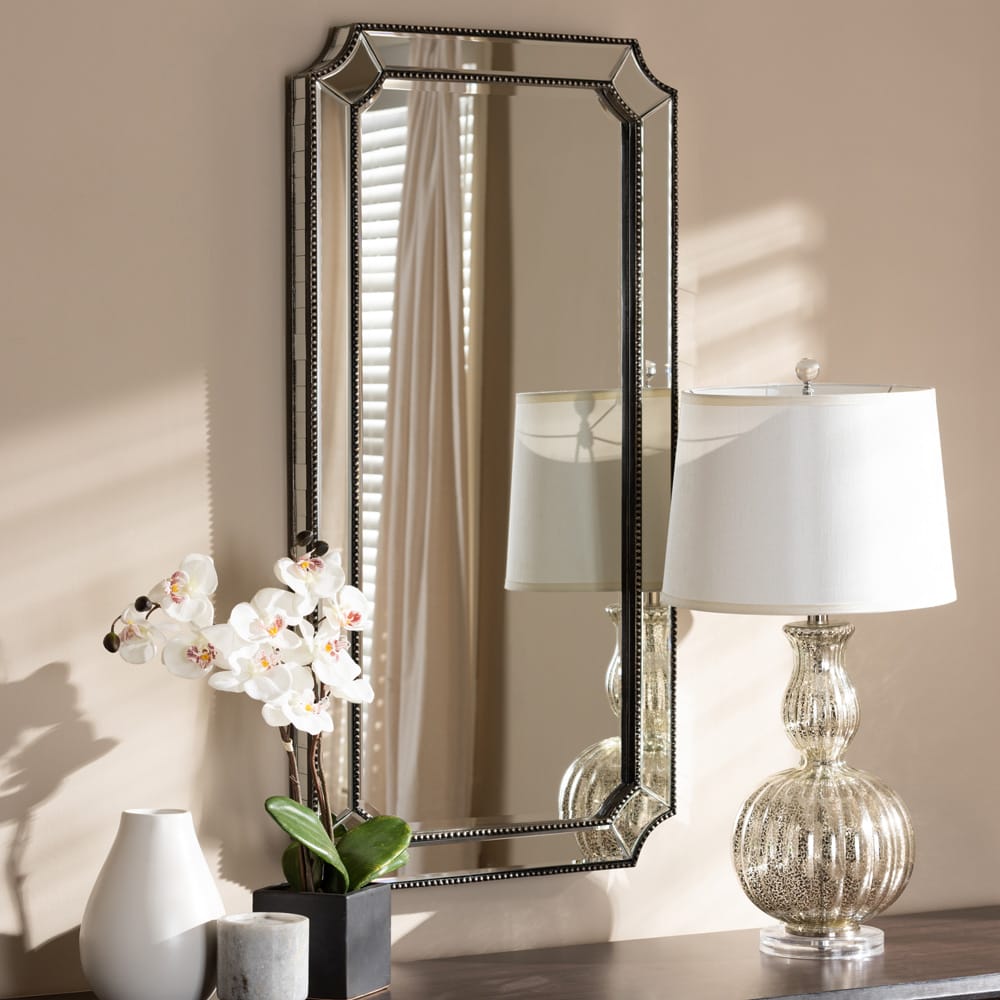 Baxton Studio - Romina Mirror in Antique Silver - RXW-8003 view 2