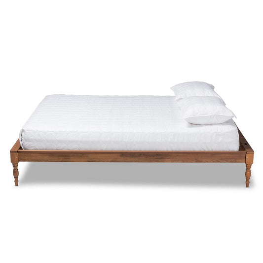 Baxton Studio - Romy Full Size Bed Frame in Ash walnut - MG0005-Ash Walnut Rattan-Full-Frame view 2
