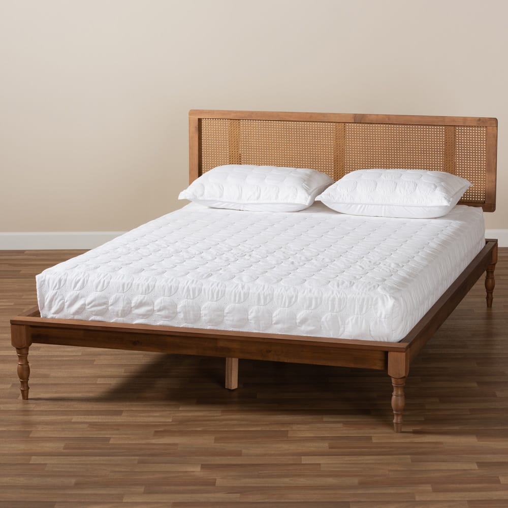 Baxton Studio - Romy King Size Bed in Ash walnut - MG0005-Ash Walnut Rattan-King view 6