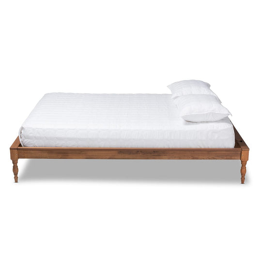 Baxton Studio - Romy Queen Size Bed Frame in Ash walnut - MG0005-Ash Walnut Rattan-Queen-Frame view 2