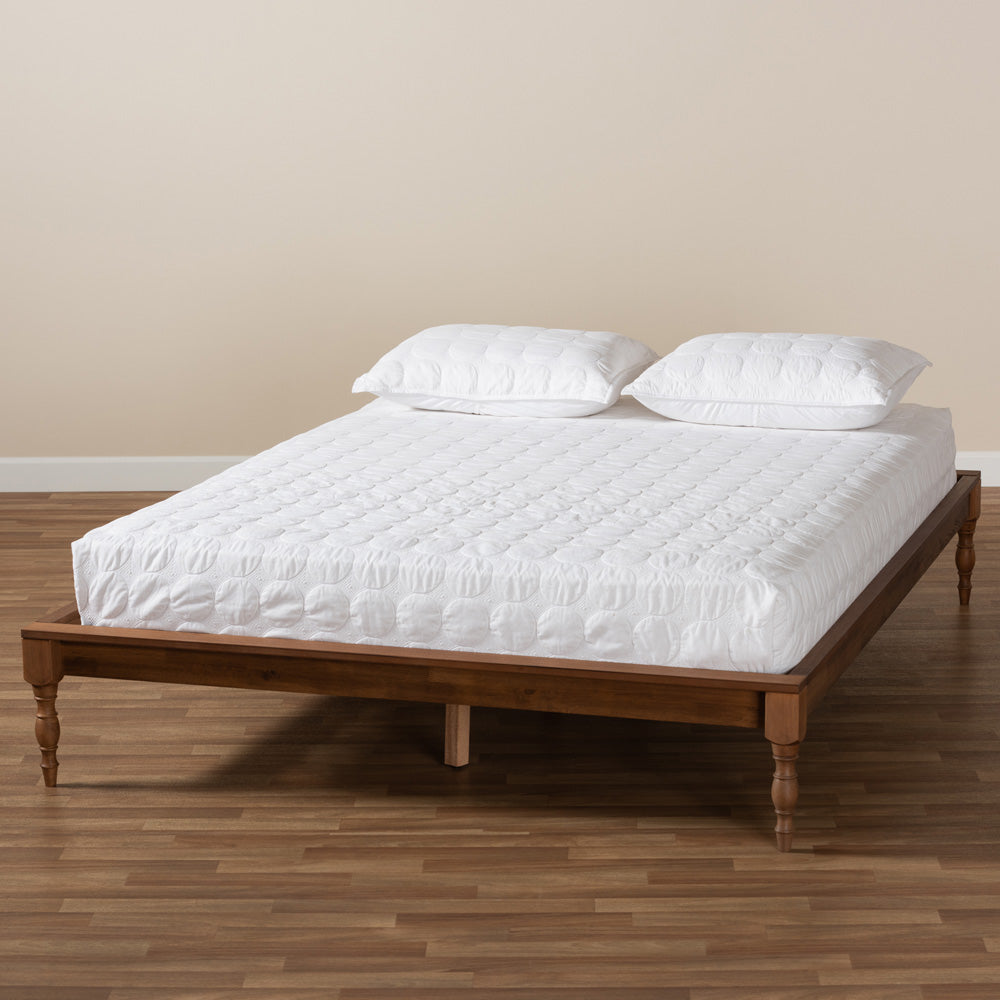 Baxton Studio - Romy Queen Size Bed Frame in Ash walnut - MG0005-Ash Walnut Rattan-Queen-Frame view 6