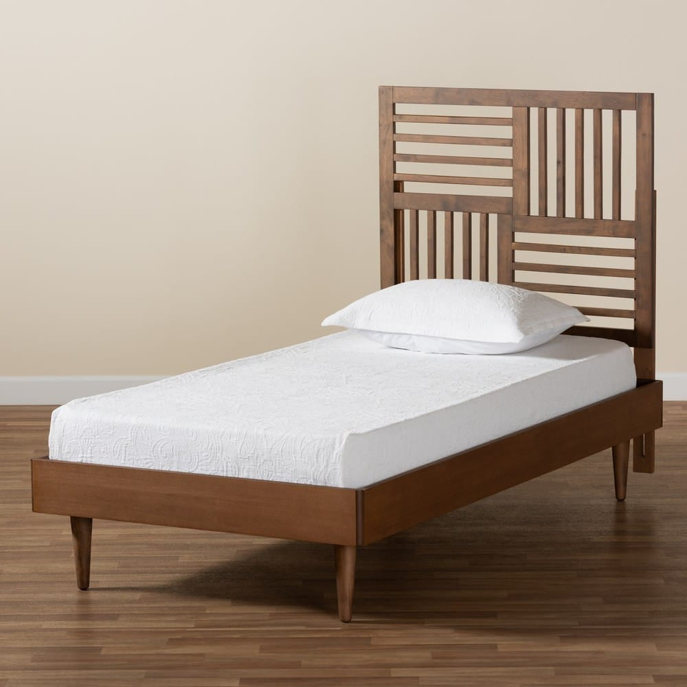 Baxton Studio - Romy Twin Size Bed in Walnut Brown - Romy-Ash Walnut-Twin view 7