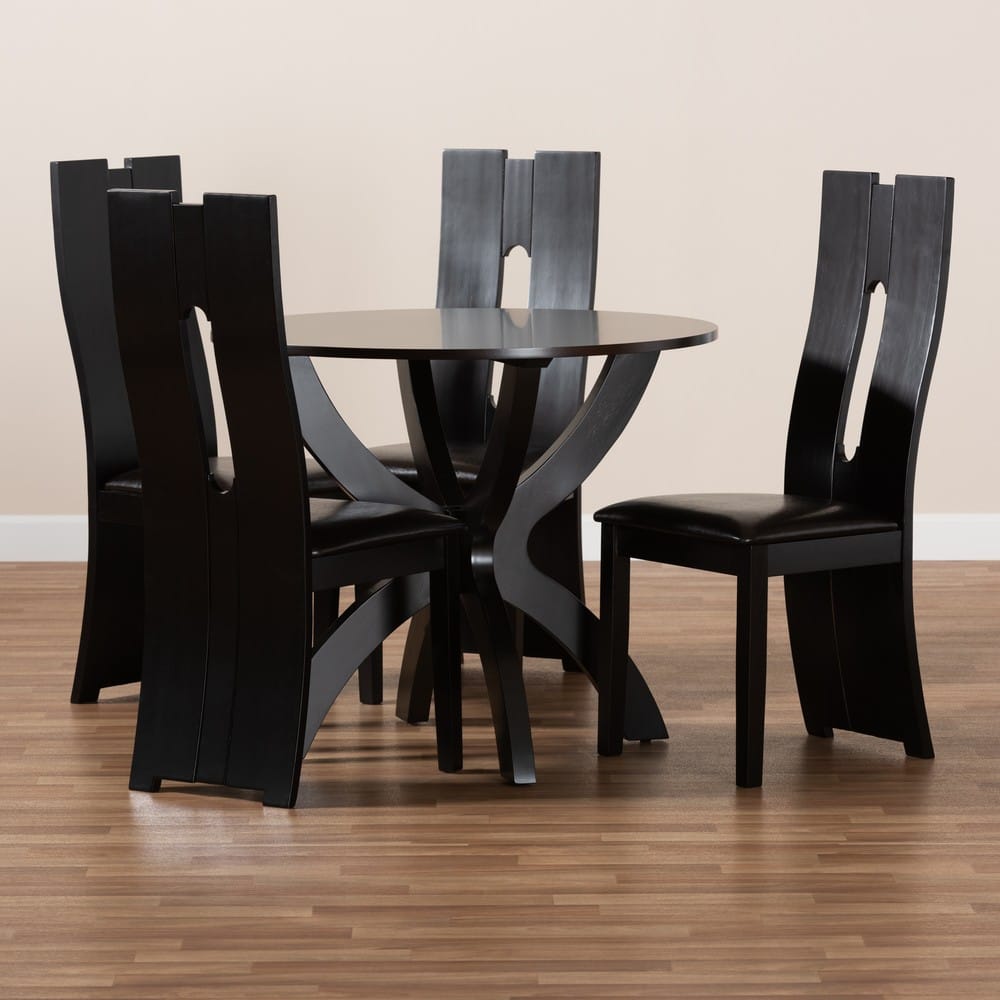 Baxton Studio - Ronda Dining Set in Dark Brown/Espresso Brown - Ronda-Dark Brown-5PC Dining Set view 8