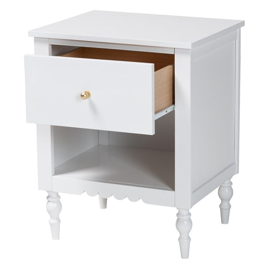 Baxton Studio - Roni Nightstand in White - Roni-White-NS view 2