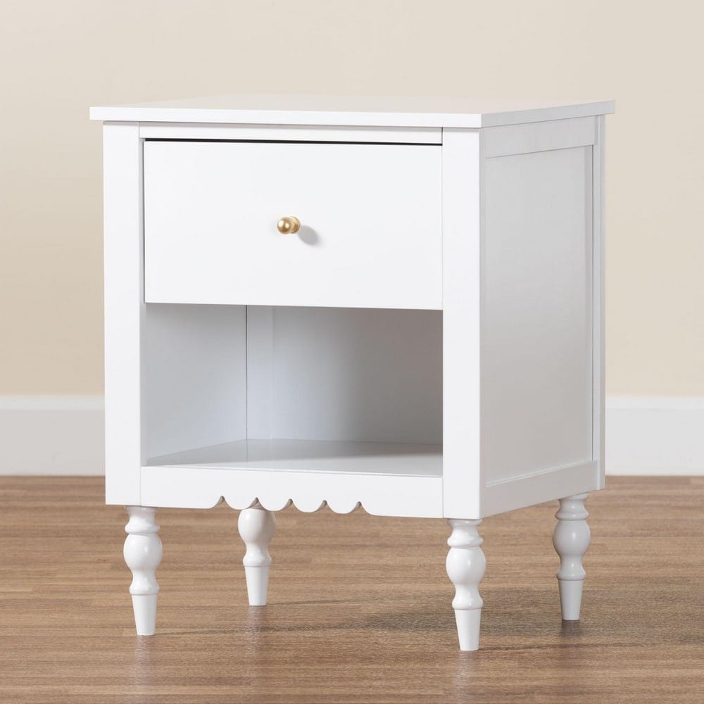 Baxton Studio - Roni Nightstand in White - Roni-White-NS view 9