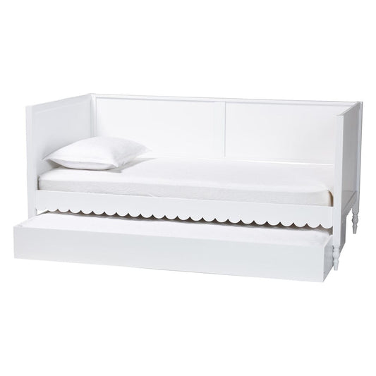Baxton Studio - Roni Twin Size Daybed with Trundle in White - Roni-White-Daybed with Trundle view 2