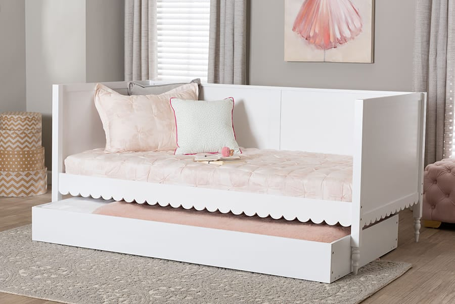 Baxton Studio - Roni Twin Size Daybed with Trundle in White - Roni-White-Daybed with Trundle view 10
