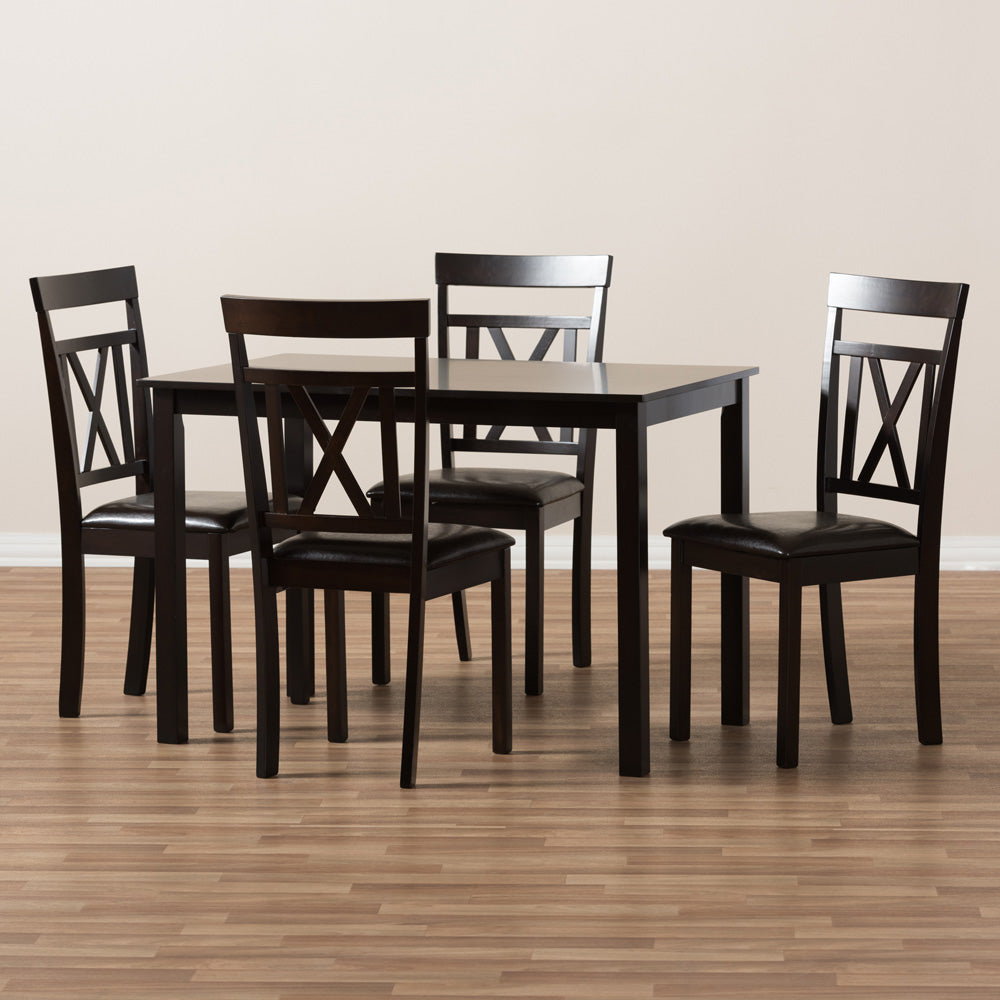 Baxton Studio - Rosie Dining Set in Dark Brown - RH123C-Dark Brown Dining Set view 6