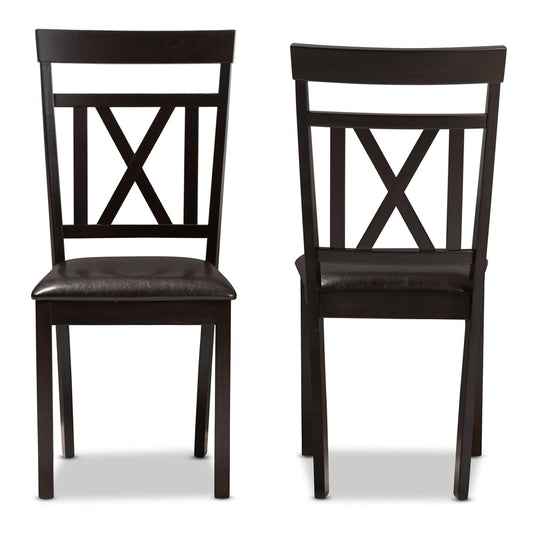 Baxton Studio - Rosie Set of 2 Dining Chairs in Dark Brown - RH123C-Dark Brown-DC view 2