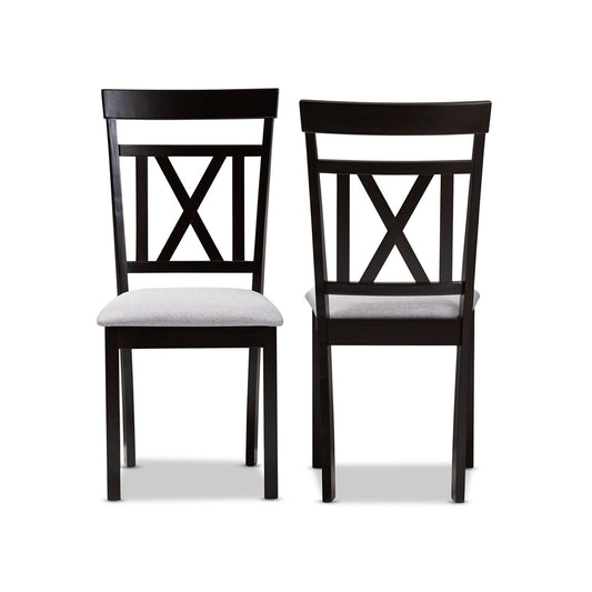 Baxton Studio - Rosie Set of 2 Dining Chairs in Grey/Espresso Brown - RH123C-Dark Brown/Grey-DC view 2