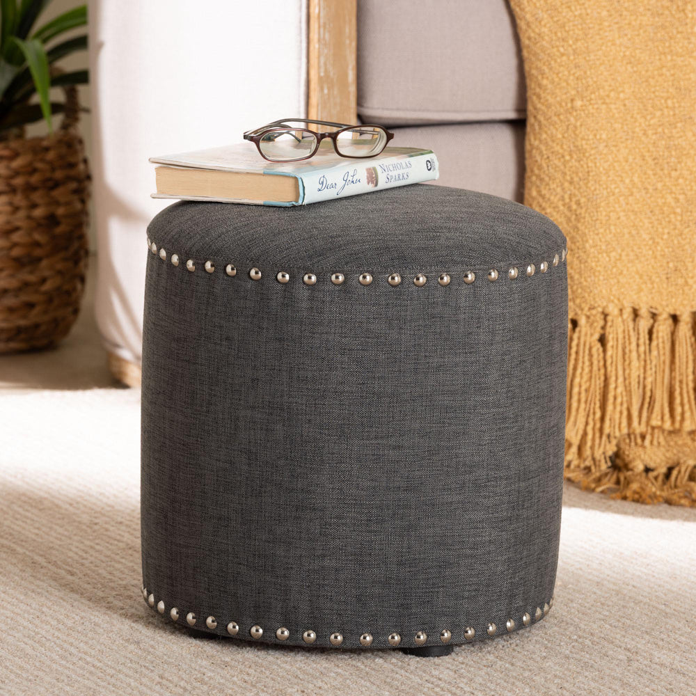 Baxton Studio - Rosine Ottoman in Grey - 1708-Gray view 6