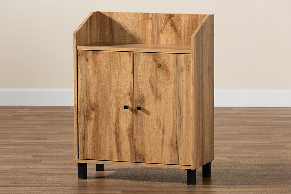 Baxton Studio - Rossin Shoe Cabinet - ATSC1614-Wotan Oak-Shoe Cabinet view 9
