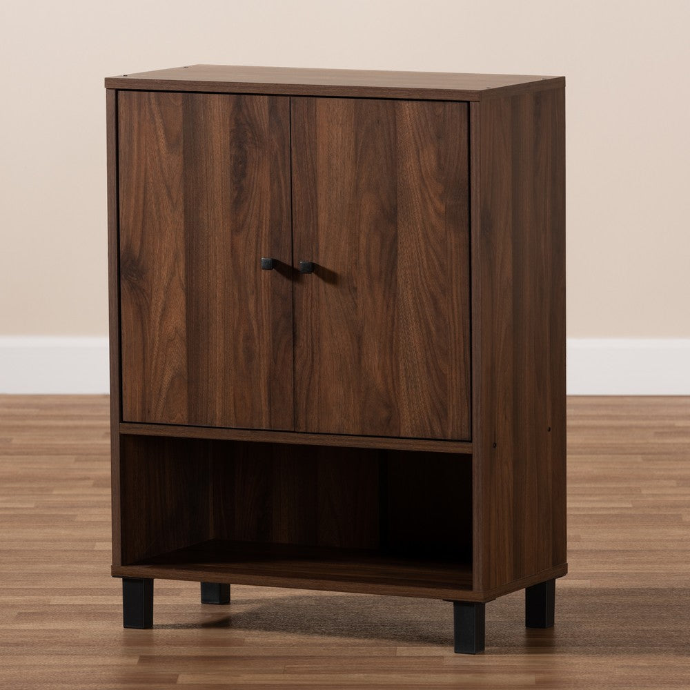 Baxton Studio - Rossin Shoe Cabinet in Walnut - ATSC1613-Columbia-Shoe Cabinet view 9