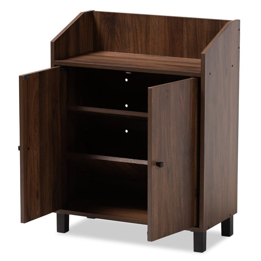 Baxton Studio - Rossin Shoe Cabinet in Walnut - ATSC1614-Columbia-Shoe Cabinet view 2