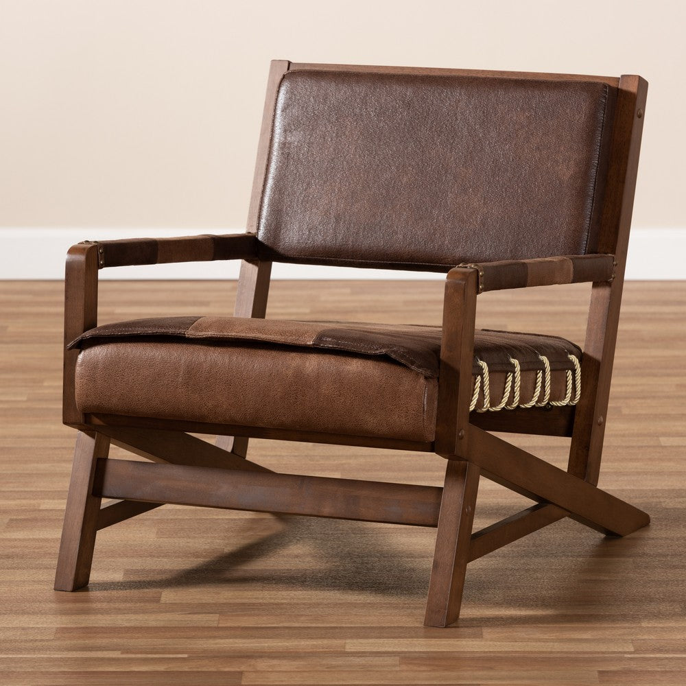 Baxton Studio - Rovelyn Chair in Brown/Walnut - Rovelyn-Dark Brown/Walnut-CC view 9