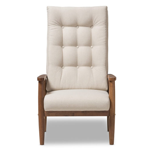 Baxton Studio - Roxy Living Room Chair in Light Beige/"Walnut" Brown - BBT5265-Light Beige-CC-6086-1 view 2