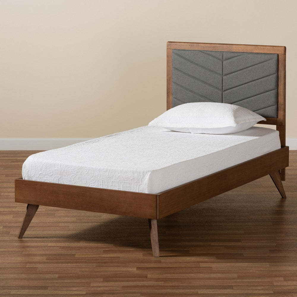 Baxton Studio - Roze Twin Size Bed in Dark Grey/Walnut Brown - Roze-Dark Grey/Walnut-Twin view 8