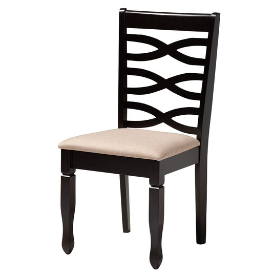 Baxton Studio - Ruby Dining Set in Beige/Dark Brown - Ruby-Sand/Dark Brown-5PC Dining Set view 2