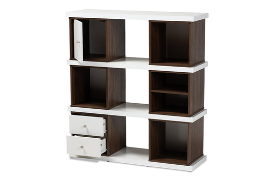 Baxton Studio - Rune Bookcase - DV 9990-00-Columbia/White-Bookcase view 2