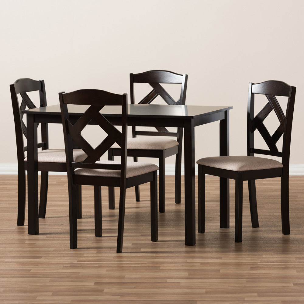 Baxton Studio - Ruth Dining Set in Beige/Dark Brown - RH133C-Dark Brown/Sand Dining Set view 6