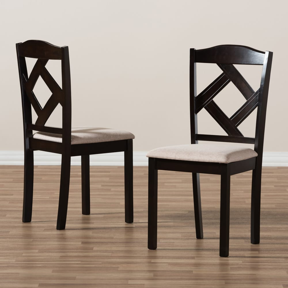Baxton Studio - Ruth Set of 2 Dining Chairs in Beige/Dark Brown - RH133C-Dark Brown/Sand-DC view 6