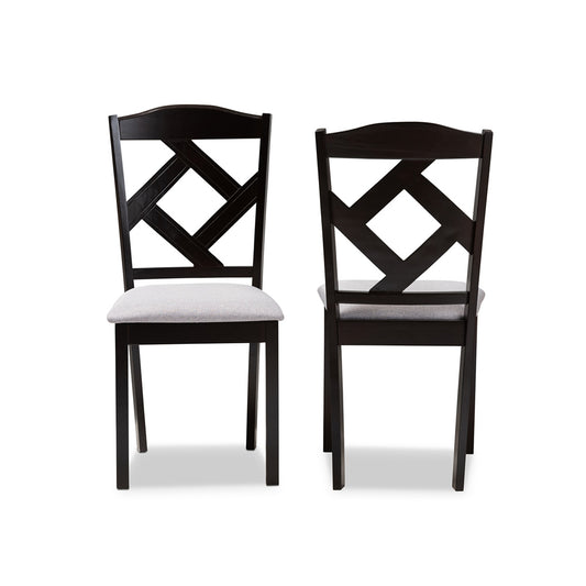 Baxton Studio - Ruth Set of 2 Dining Chairs in Grey/Espresso Brown - RH133C-Dark Brown/Grey-DC view 2