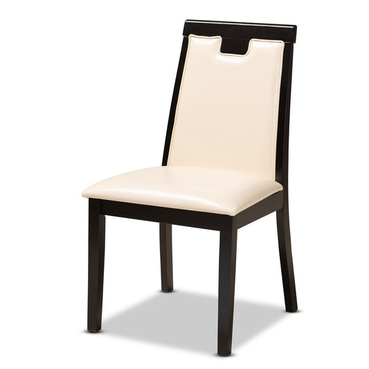 Baxton Studio - Ryan Dining Set in Beige/Dark Brown - Ryan-Dark Brown/Beige-5PC Dining Set view 2