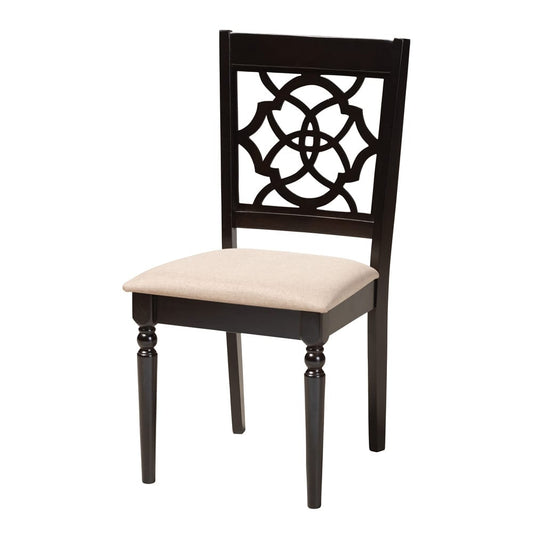 Baxton Studio - Sadie Dining Set in Beige/Espresso Brown - Sadie-Sand/Dark Brown-5PC Dining Set view 2