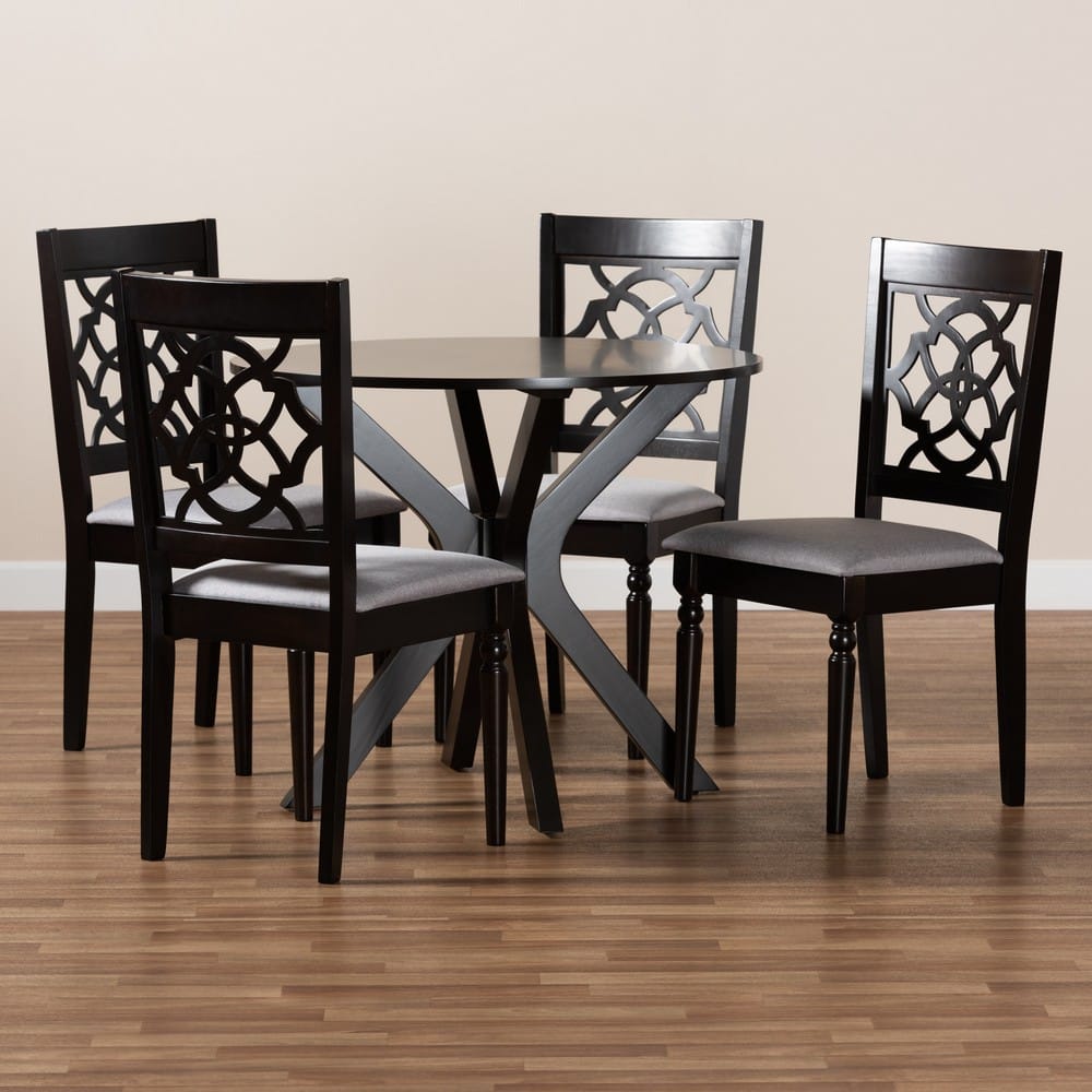 Baxton Studio - Sadie Dining Set in Grey/dark brown - Sadie-Grey/Dark Brown-5PC Dining Set view 8