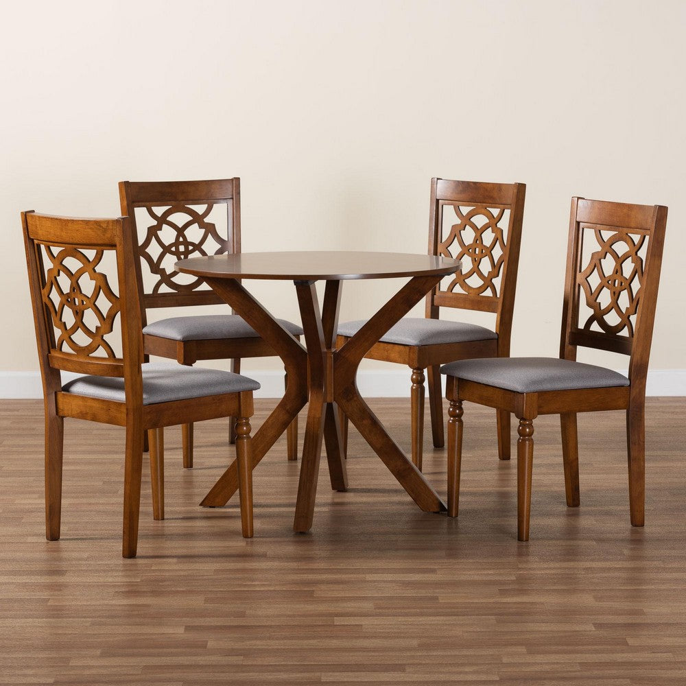 Baxton Studio - Sadie Dining Set in Grey/Walnut Brown - Sadie-Grey/Walnut-5PC Dining Set view 9