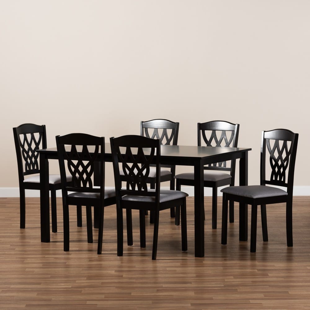Baxton Studio - Salem Dining Set in Grey/Dark Brown - RH1017C-Grey/Dark Brown-7PC Dining Set view 7