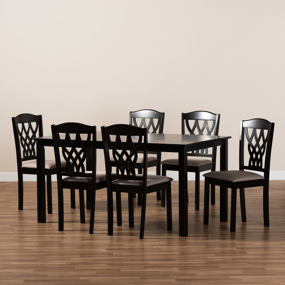 Baxton Studio - Salem Dining Set in Sand/Dark brown - RH1017C-Sand/Dark Brown-7PC Dining Set view 7