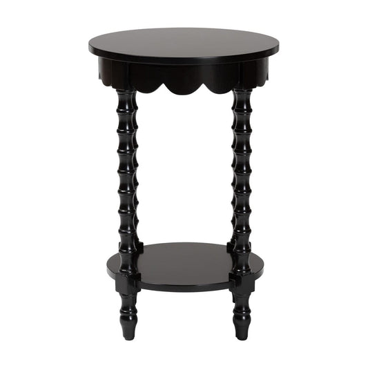 Baxton Studio - Sally Nightstand in Black - KL-1739-Sally Round-Black/Wooden-NS view 2